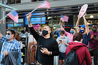 Election celebrations in Times Square, New York, Richard Moore